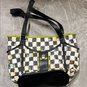 Checkered Tote Bag with Black Accents